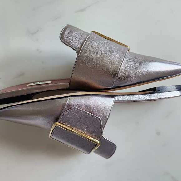 NWT Bally Hamelin Buckle Flat Mules in Champagne Gold ✨ (#135) - Picture 8 of 9